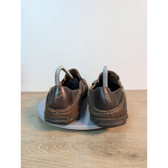 OluKai Moloa Men's Dark Brown Leather Slip-On Low Top Casual Comfort Loafers 9 - Picture 5 of 10